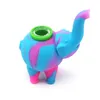 Silicone Elephant Pipe Avec Bol En Verre Mini Bubbler Tuyaux D'eau De Qualité Alimentaire Hookah Bongs Longueur 123mm