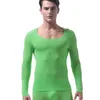 Hommes Sous-Vêtements Vêtements Glace Soie Haute Élastique Long Johns Automne Sheer Vêtements Mignon Dentelle Chemise Long John Pour Homme Gay Voir à travers