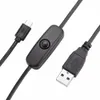 Micro USB 5PIN Kabelaggregat Laddningskabel med ON / OFF-omkopplare för Raspberry PI 3/2 / B / B + / A DHL FedEx EMS Gratis frakt