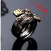 DreamCarnival 1989 Bague Hip Hop Gothique pour Femme Olivine Fuchsia Zircon Lunette Noir Or Couleur Vintage Bijoux Fiançailles Anillos