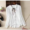 Women Blouse Long Sleeve Woman Office Wear Shirts High Quality Ladies Tops 2018 Autumn Winter New pure white Shirt Fashion Bow