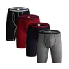 Cuecas dos homens cuecas boxer briefs algodão regular longo desporto de desporto masculino proteger a coxa tecido macio e bolsa 3d