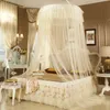 Prinses Stijl Grote Maat Ronde Hung Dome Klamboe Fijne Mesh Bed Luifel Tent Klamboe voor Tweepersoonsbed moustiquaire5544470