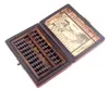 Chinesischer Abakus alter Zählrahmen Drache Phoenix Leder Box 9 Spalten # 1202