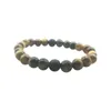 8mm Natural Lava Black Stone Charm Bracelets Handmade Elastic Beads For Men Women Lover Fashion Jewelry