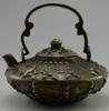 Chinese Decorated Old Handwork Copper Carved Tibet 12 Zodiac Tea Pot