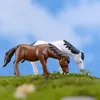 Décorations de jardin de chevaux miniatures, mini cheval artificiel blanc et marron, en résine, artisanat, bonsaï, 2 couleurs