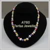 New Free Shipping A760#7-8MM 18inch White Orange Red Yellow Mix Color Fresh Water Pearls Necklace Wedding Birthday Fashion Lady's Gift