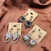 10 pairs Retro Bohemian Eardrop Sieraden Veel Folk Stijl Overdreven Lange Kwastje Oorbellen Bloemen Blad Hart Oorbellen Dangler Sieraden