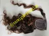 Coda di cavallo ondulata naturale Estensione dei capelli Onda del corpo Lunga Avvolgente Clip-in Capelli umani Coda di cavallo Posticci per le donne alla moda 140g Marrone scuro