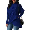 Outono nova moda casual solto de mangas compridas hoodies irregulares mulheres bordadas camisolas preta tamanho cinza s-3xl