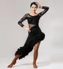 Latin Dance Skirt Latin Dance Costume Fringe Salsa Tango Dance 3 Colors D0105 Irregular Ruffled Hem9936990