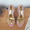 Bohemie Ethnic Sandals Rhinestone Heel Peep Toe Fashion Wedding Court Schoenen Pumps Vrouw