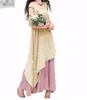 Femmes 2018 Summer Party Broderie Longue Maxi Robe Casual O Cou À Manches Courtes Lâche Coton Lin Irrégulier Caftan Robe