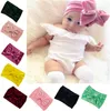 Nouveaux enfants noués 6 pouces gros arc bandeau filles pleuche headwraps Jersey mélange tricot croix velours turban 9 couleurs