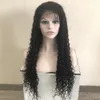 Full Lace Paryks Brasilianska Deep Wave Wigs Hair 130% # 1B Svart Virgin Human Hair Front Lace Wig För Black Women 10 "-30"