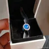 925 Corazón de plata esterlina Azul Cristalino CZ Encantos Granos europeos con caja original Ajuste Pandora Cadena Serpiente Pulsera Encantos Joyería DIY