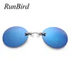 Fashion Clip On Nose Sunglasses Men Vintage Mini Round Sun Glasses Hacker Empire Matrix Morpheus Rimless Sunglasses UV400 1181R