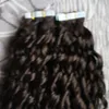 Bande de trame de peau de cheveux bouclés crépus mongols Bande de cheveux humains 100g dans les extensions de cheveux humains Remy 40pcs 16 "18" 20 "22" 24 "26" bande afro crépue bouclée