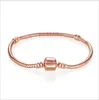 17-21cm European Charms Snake Chain 18 Gold Plated Bracelet Fit Pandora Rose Gold Bracelets Wholesale Fits For Women Jewelry European Beads Charm Dangles