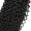 Kinky Curly Weave Human Hair Bundles z koronkowym zamykaniem malezyjskim splot włosów 3 wiązki z zamknięciem 34 wiązki Virgin Human 4957879