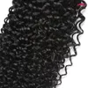 Kinky Curly Weave Human Hair Bundles med spetsstängning Malaysiska hårväv 3 -buntar med stängning Curly 34 Bunds Virgin Human 4205965