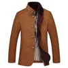 Nieuwe mannen Trenchcoat Mode Herfst Wol Lange Mouw Stand Hals Effen Kleur Single Breasted Casual Coats Plus Size 3 XL