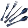 5pcsset Blue Flatware Set Edelstahl -Tischgeschirrgeschirr Steak Messer Fork Spoon Dinner Lebensmittel Regenbogen Cutlery Set7113677