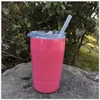 5 kleuren 12oz Kid Milk Cup Vacuüm Geïsoleerde Bier Mokken Roestvrijstalen Wijnglas Koffie Bekers met deksel met stro CCA9237-A 30PCS