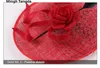 Mingli Tengda Sombreros elegantes vintage de alta calidad Novia roja Boda con plumas y flores sombreros Novia para fiesta Sombreros Boda Acce8357116