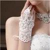 Lace Fingerless Short Wedding Gloves with Sequins Beads for Bride Wedding Bridal Glove In Stock3004638