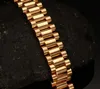 Länk, Kedja Toppkvalitet Guldfylld Watchband President Armband Bangles för män Rostfritt stålband Justerbara smycken1