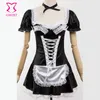 Noir/blanc Halloween jeux Club Cosplay vêtements adulte Sexy femme de chambre française Costume grande taille déguisement Costumes pour femmes S-6XL