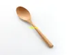 100 stks / partij 19 cm natuurlijke kleur trigonometrische handvat houten lepel vork theelepeltje condiment gebruiksvoorwerp koffie lepel vorken