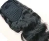 Novo Marrom escuro longo e alto corpo onda cordão rabo de cavalo extensão do cabelo humano clipe em pônei ondulado para o cabelo natural # 2 cor frete grátis