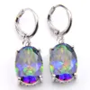 10PRS Luckyshine 2 لون اختياري النار Oval Rainbow Mystic Topaz Gems Silver Dangle أقراط لعطلة حفل الزفاف 235h