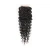 Brasilianskt jungfru hår 4 buntar med 4x4 spetsstängning Deep Wave 5 stycken/parti spetsstängning baby hårförlängningar 10-28 tum