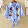 Women Blouse Embroidery Shirts 2018 Korean Short Sleeve Flower Embroidery Blouse Lady Summer Top Plus Size Female Clothes