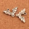 Antike silberne Fledermaus mit offenen Flügeln, Spacer-Charm-Perlen, 200 Stück/Lot, Anhänger, Legierung, handgefertigter Schmuck, DIY L979, 15,8 x 23,9 mm