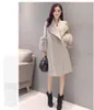 Mujeres abrigos de lana moda cuello en V bolsillos damas elegantes sólido largo suelto de piel sintética chaqueta de invierno suelta Cardigan Plus tamaño 2XL