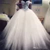 Desconto vestido de bola vestidos de noiva querido espartilho ver através do comprimento do chão princesa vestidos nupciais frisados ​​pérolas de renda feita sob encomenda