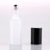 Frosted White 5ml Glass Roll on Bottle with Metal Roller Ball Glass Perfume Roll-On Vials Essential Oil Bottle with Black/Gold/Silver Cap