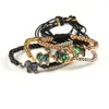 Elephant Smycken Present Armband Klart CZ Abalone Shell Elephant Bangles Armband med 4mm rostfritt stålpärlor