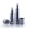 Flaska 10st 50ml Silver Matte Tomma Parfym Atomizer Vakuumpump Luftfri kosmetisk smink Förpackning för resor Partihandel EB102