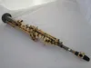 Högkvalitativ Margewate B (b) Sopran Saxofon Brass Svart Nickel Gold Straight Sax Pearl Knappar Professionella instrument