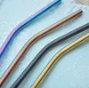 20 oz färgglada rostfritt stål dricks halm grossist återanvändbart halm guld metall sugrör mat klass saftig party straws bar c609