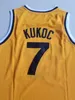 Mens Vintage Toni Kukoc # 7 Jugoplastika Jugoslavia Maglie da basket europee Split La versione del film Camicie cucite gialle S-XXL