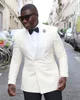 Senaste Coat Pant Designs 2018 Groomsmen Fashion Groom Wear Houndstooth Grid Double Breasted Men Suit Tuxedo Wedding Prom Passits