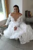 Jardim a linha império cintura vestidos de casamento de renda com mangas compridas sexy vestidos de casamento longos para vestidos de casamento tamanhos grandes dh391