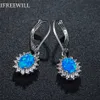 Blue White Opal Drop Earring For Woman IFREEWILL Flower 5*7MM Gemstones Product